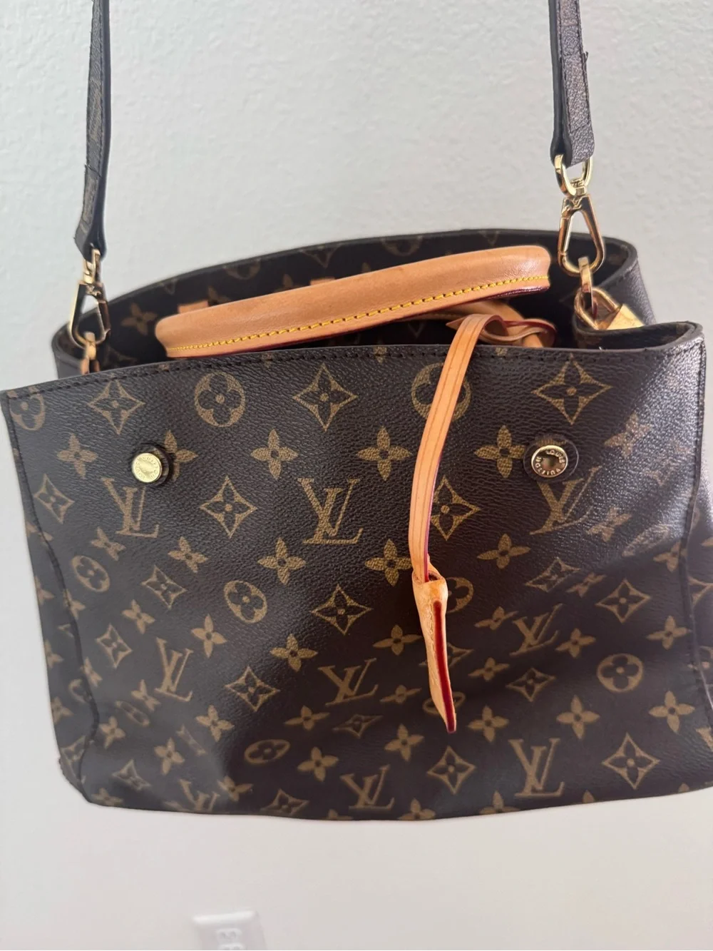 Louis Vuitton  Montaigne Monogram Satchel in Brown and Tan Leather